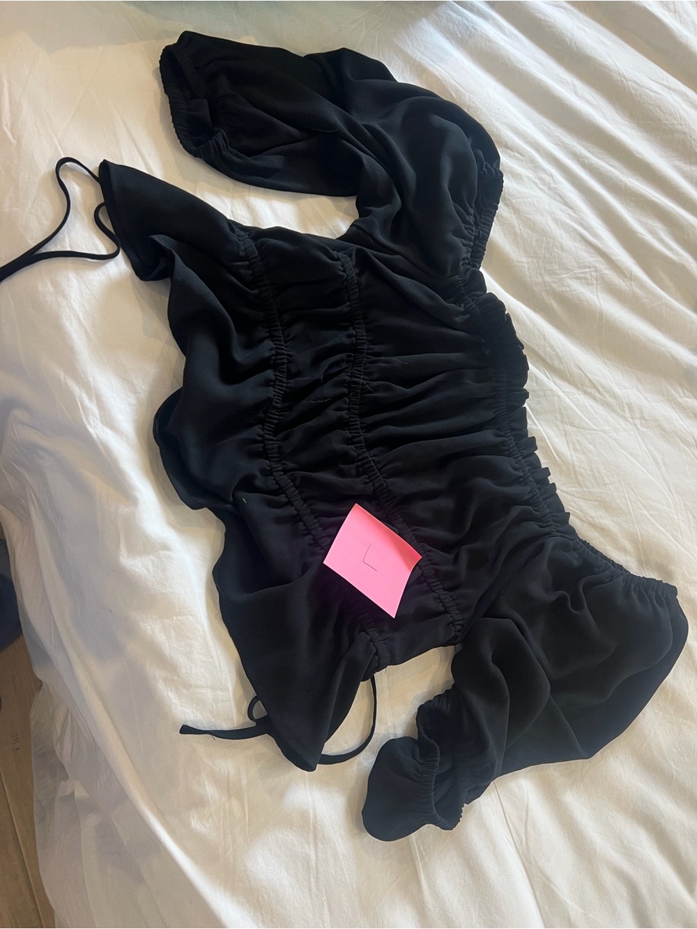 Black Off-Shoulder Ruffled Crop Top